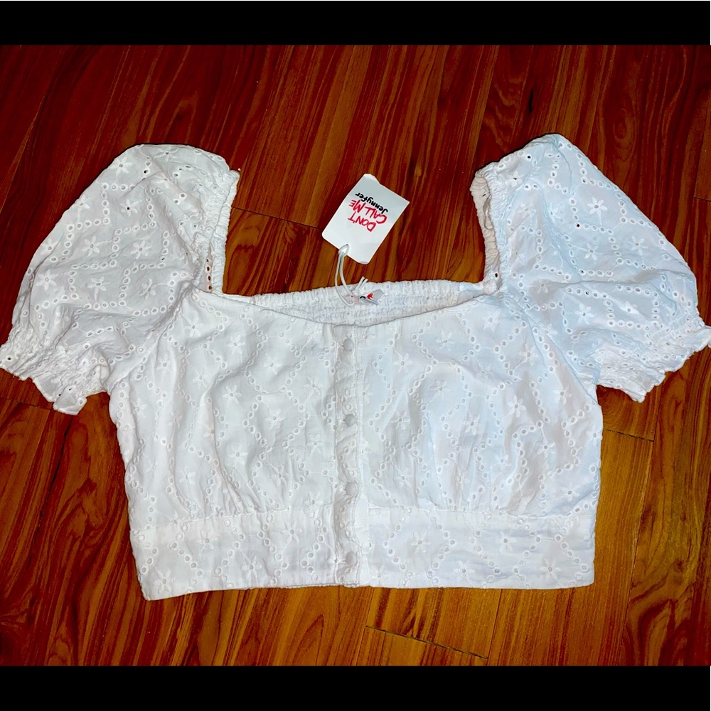 White button up crop top